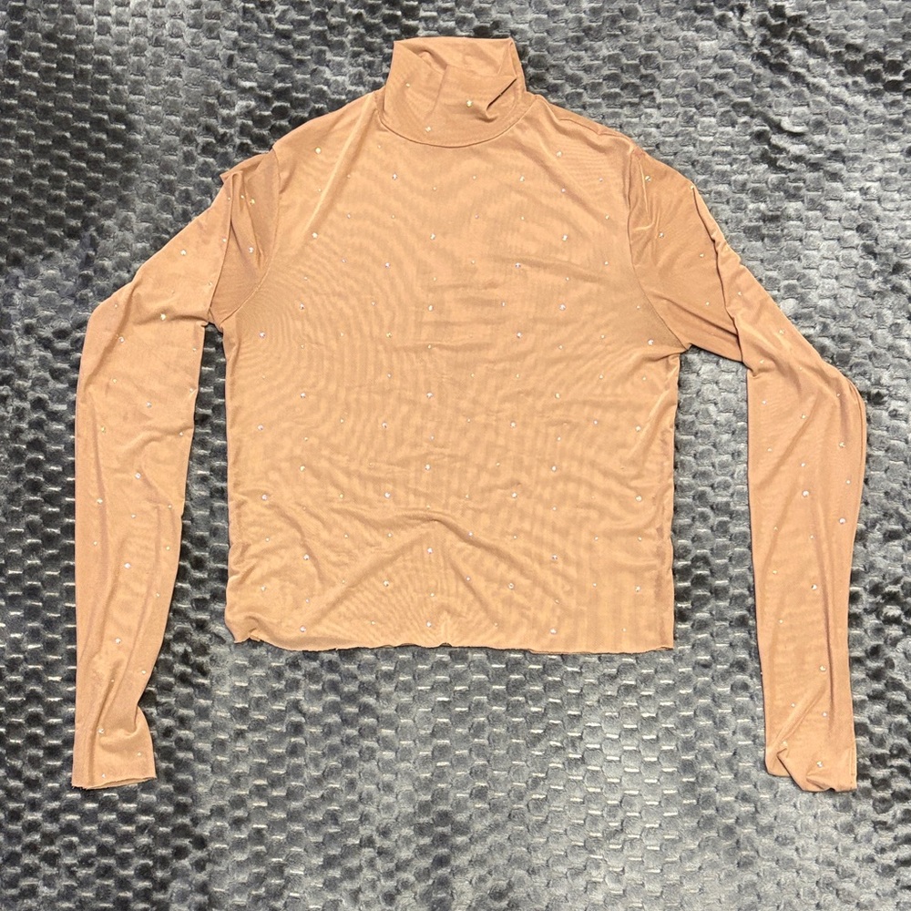 Wild Fable Tan Long Sleeve Turtleneck Top